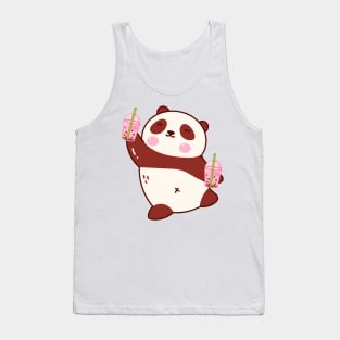 Cute Panda Bear Loves Bubble Tea Tank Top